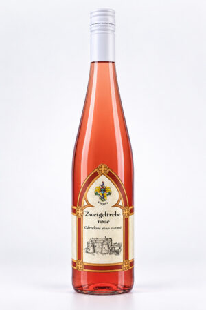 Zweigeltrebe Rosé Heger – butelka różowego wina z historyczną etykietą